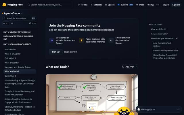 Screenshot of Hugging Face Agents Course: What are Tools?